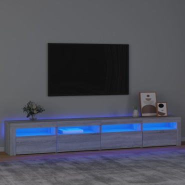 vidaXL Έπιπλο Τηλεόρασης με LED Γκρι Sonoma 240x35x40cm