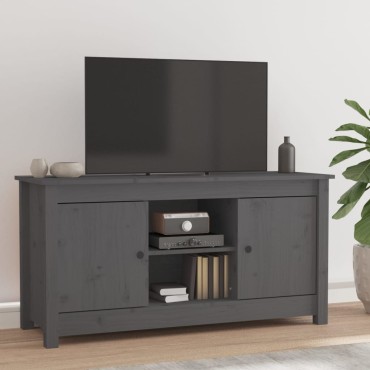 vidaXL Έπιπλο Τηλεόρασης Γκρι 103x36,5x52cm από Μασίφ Ξύλο Πεύκου