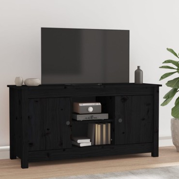 vidaXL Έπιπλο Τηλεόρασης Μαύρο 103x36,5x52cm από Μασίφ Ξύλο Πεύκου