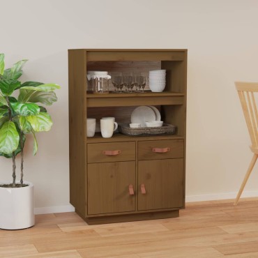vidaXL Ντουλάπι Ψηλό Καφέ Μέλι 67x40x108,5cm από Μασίφ Ξύλο Πεύκου 1 τεμ.
