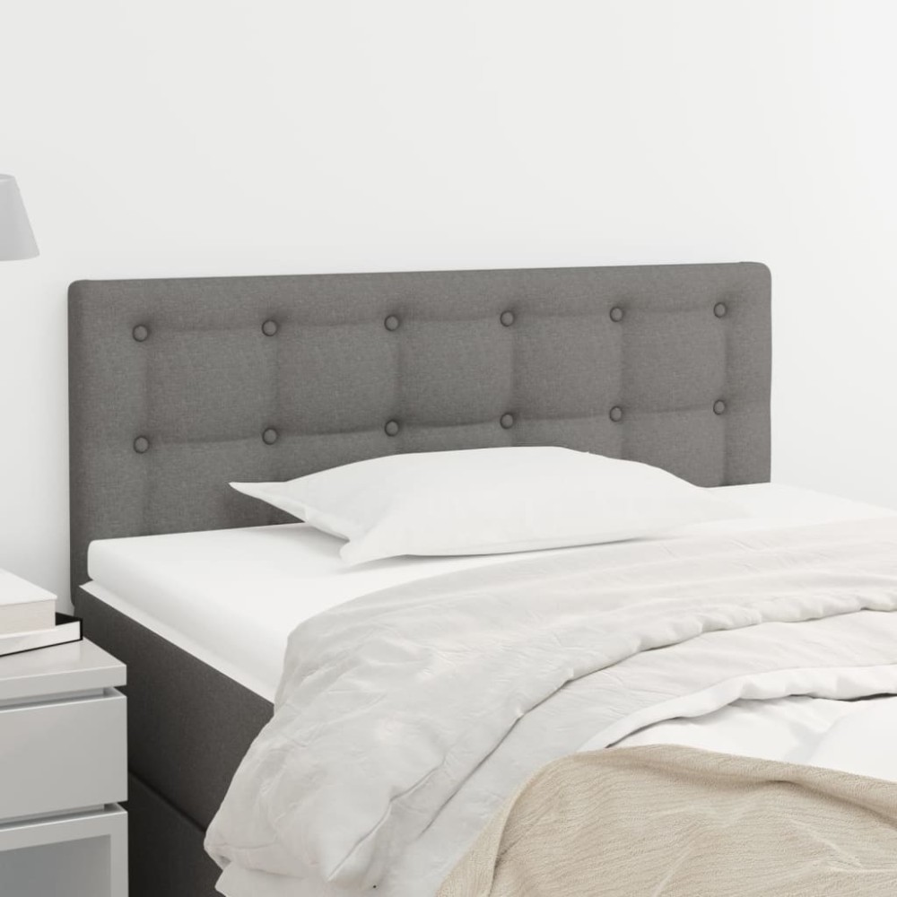 vidaXL Κεφαλάρι Κρεβατιού Σκούρο Γκρι 90x5x78/88cm Υφασμάτινο 1 τεμ.