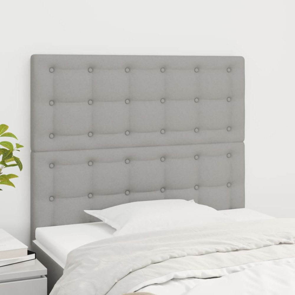 vidaXL Κεφαλάρια Κρεβατιού 2 τεμ.Αν. Γκρι 100x5x78/88cm Υφασμάτινο