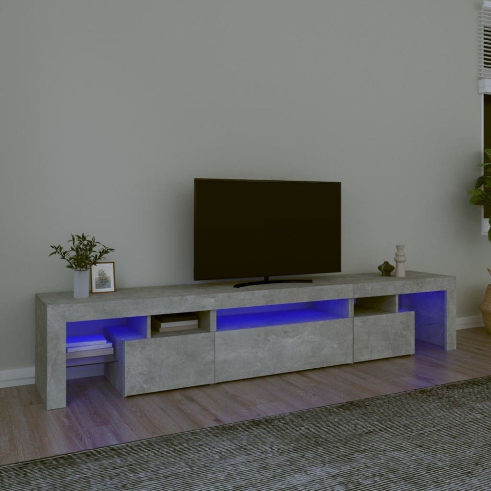 vidaXL Έπιπλο Τηλεόρασης με LED Γκρι Σκυροδέματος 215x36,5x40cm