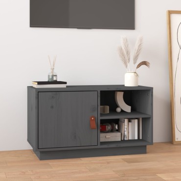 vidaXL Έπιπλο Τηλεόρασης Γκρι 70x34x40cm από Μασίφ Ξύλο Πεύκου