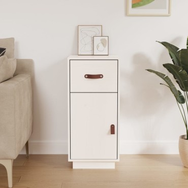 vidaXL Μπουφές Λευκό 34x40x75cm από Μασίφ Ξύλο Πεύκου 1 τεμ.