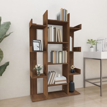 vidaXL Βιβλιοθήκη Καφέ Δρυς 86x25,5x140cm από Επεξεργασμένο Ξύλο 1 τεμ.