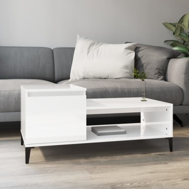 vidaXL Τραπεζάκι Σαλονιού Γυαλ. Λευκό 100x50x45cm Επεξεργ. Ξύλο 1 τεμ.