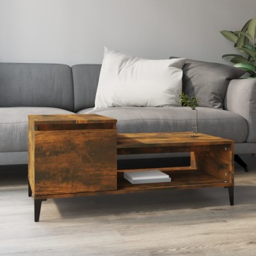 vidaXL Τραπεζάκι Σαλονιού Καπνιστή Δρυς 100x50x45cm Επεξεργασμ. Ξύλο 1 τεμ.