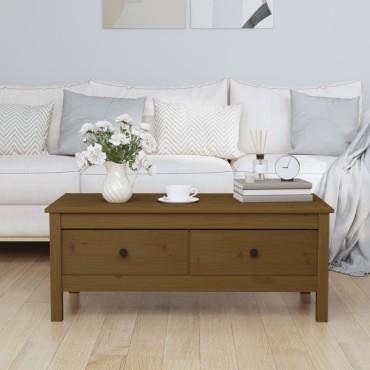 vidaXL Τραπεζάκι Σαλονιού Καφέ Μελί 100x50x40cm Μασίφ Ξύλο Πεύκου 1 τεμ.