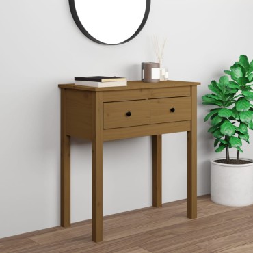 vidaXL Τραπέζι Κονσόλα Καφέ Μελί 70x35x75cm Μασίφ Ξύλο Πεύκου 1 τεμ.