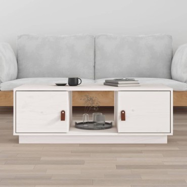 vidaXL Τραπεζάκι Σαλονιού Λευκό 100x50x35cm από Μασίφ Ξύλο Πεύκου 1 τεμ.