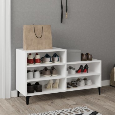 vidaXL Παπουτσοθήκη Λευκή 102x36x60cm από Επεξεργασμένο Ξύλο