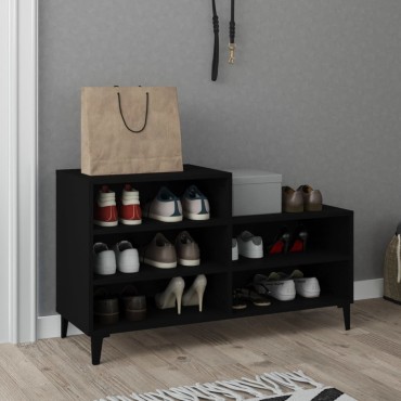 vidaXL Παπουτσοθήκη Μαύρο 102x36x60cm από Επεξεργασμένο Ξύλο