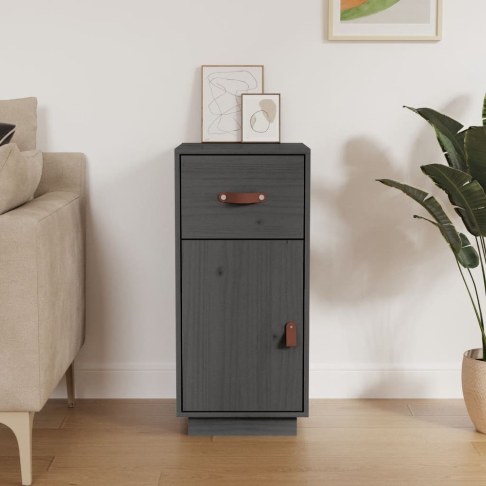 vidaXL Μπουφές Γκρι 34x40x75cm από Μασίφ Ξύλο Πεύκου 1 τεμ.