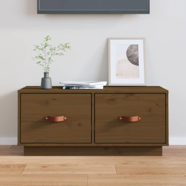 vidaXL Έπιπλο Τηλεόρασης Καφέ Μελί 80x34x35cm από Μασίφ Ξύλο Πεύκου