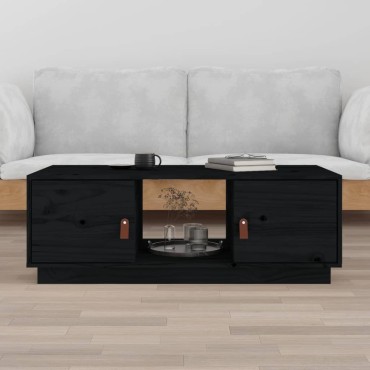 vidaXL Τραπεζάκι Σαλονιού Μαύρο 100x50x35cm από Μασίφ Ξύλο Πεύκου 1 τεμ.