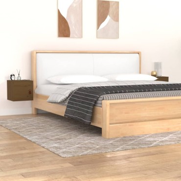 vidaXL Ντουλάπια Τοίχου 2 τεμ.Καφέ μελί31,5x30x30cm Μασίφ Ξύλο Πεύκου