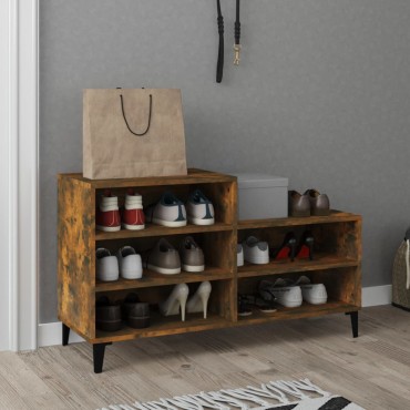 vidaXL Παπουτσοθήκη Καπνιστή Δρυς 102x36x60cm από Επεξεργασμένο Ξύλο