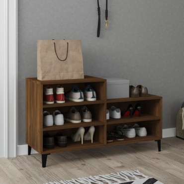 vidaXL Παπουτσοθήκη Καφέ Δρυς 102x36x60cm από Επεξεργασμένο Ξύλο
