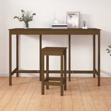 vidaXL Τραπέζι Μπαρ Καφέ Μελί 180x80x110cm από Μασίφ Ξύλο Πεύκου 1 τεμ.