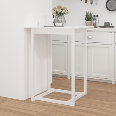 vidaXL Τραπέζι Μπαρ Λευκό 80x80x110cm από Μασίφ Ξύλο Πεύκου 1 τεμ.