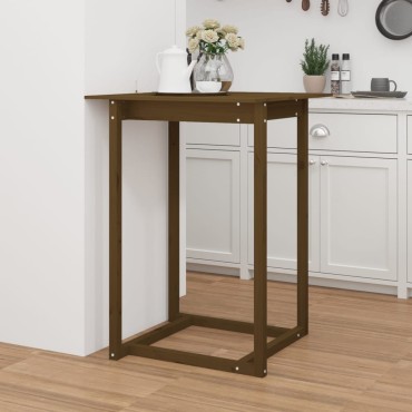 vidaXL Τραπέζι Μπαρ Καφέ Μελί 80x80x110cm από Μασίφ Ξύλο Πεύκου 1 τεμ.