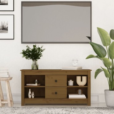 vidaXL Έπιπλο Τηλεόρασης Μελί Καφέ 103x36,5x52cm από Μασίφ Ξύλο Πεύκου