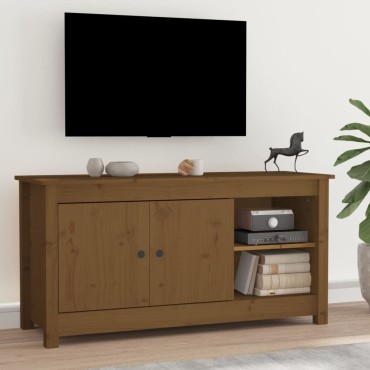 vidaXL Έπιπλο Τηλεόρασης Μελί Καφέ 103x36,5x52cm από Μασίφ Ξύλο Πεύκου