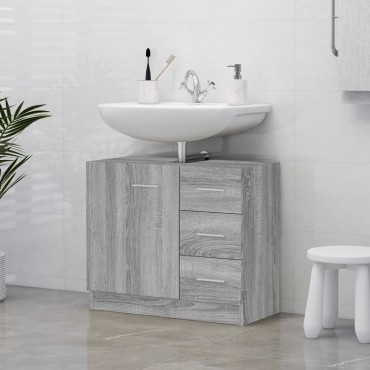 vidaXL Ντουλάπι Νιπτήρα Grey Sonoma 63x38,50x54cm Επεξεργ. Ξύλο 1 τεμ.