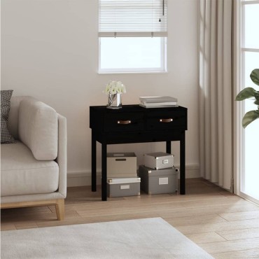 vidaXL Τραπέζι Κονσόλα Μαύρος 76,5x40x75cm από Μασίφ Ξύλο Πεύκου 1 τεμ.