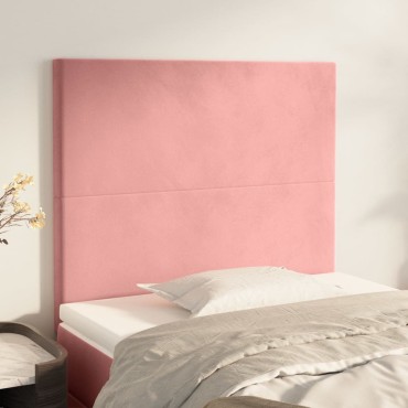 vidaXL Κεφαλάρια Κρεβατιού 2 τεμ. Ροζ 90x5x78/88cm Βελούδινο