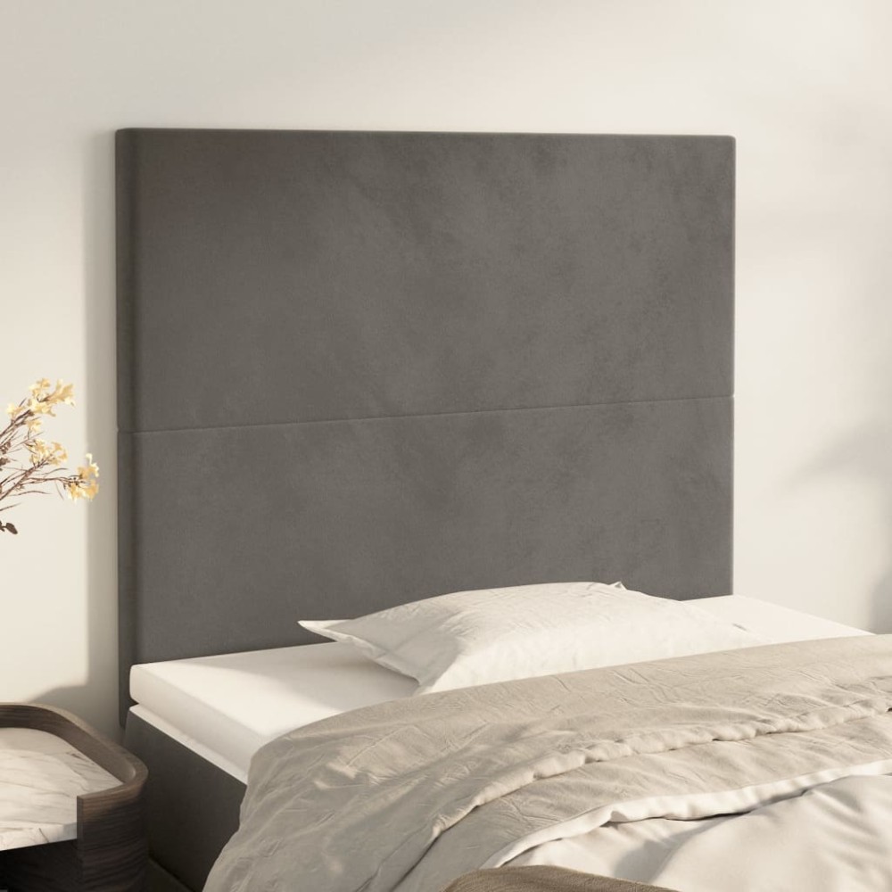 vidaXL Κεφαλάρι Σκούρο Γκρι Βελούδινο 100x5x118/128cm 1 τεμ.