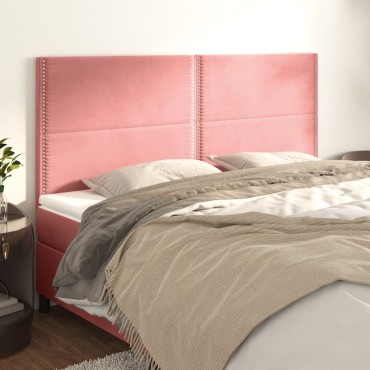 vidaXL Κεφαλάρια Κρεβατιού 4 τεμ. Ροζ 90x5x78/88cm Βελούδινο