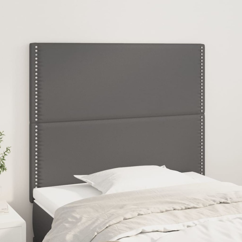 vidaXL Κεφαλάρια Κρεβατιού 2 τεμ. Γκρι80x5x78/88cm Συνθετικό Δέρμα
