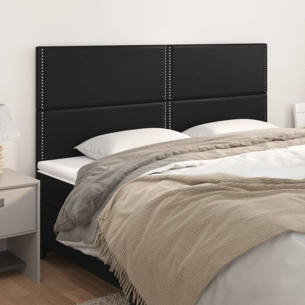 vidaXL Κεφαλάρια Κρεβατιού 4 τεμ.Μαύρα80x5x78/88cmΣυνθετικόΔέρμα
