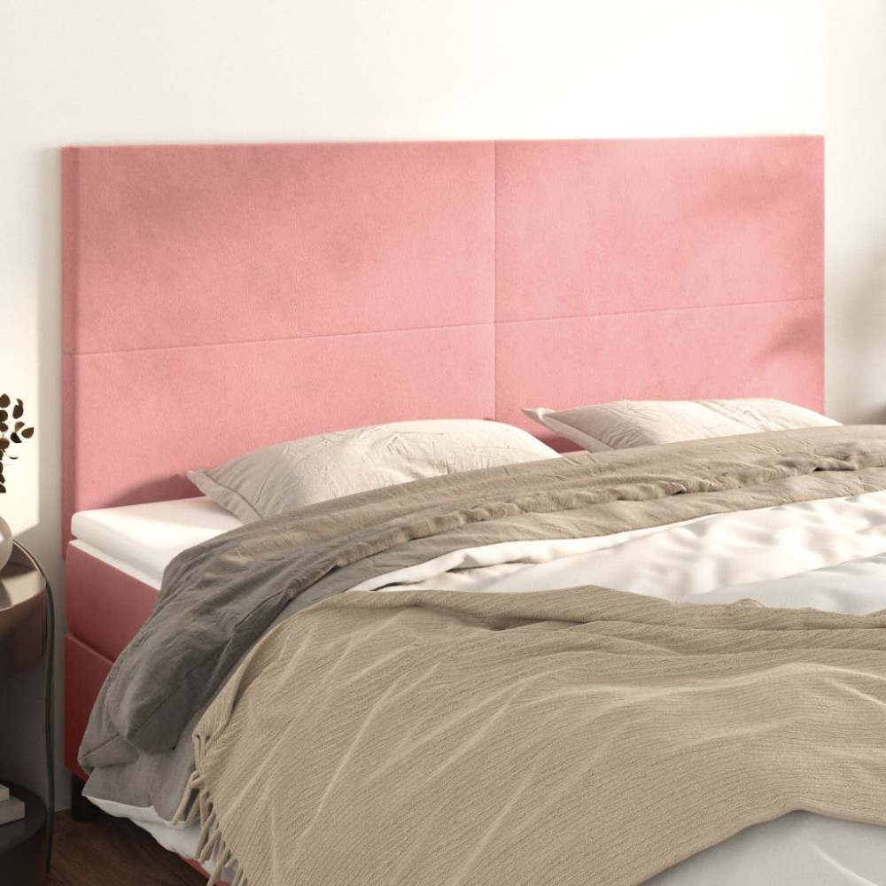 vidaXL Κεφαλάρια Κρεβατιού 4 τεμ. Ροζ 90x5x78/88cm Βελούδινο