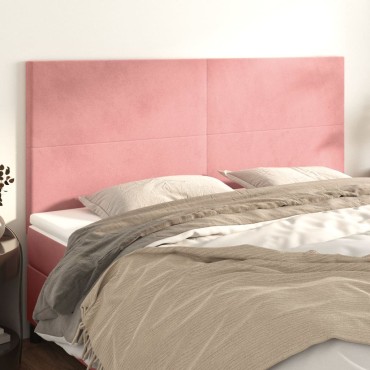 vidaXL Κεφαλάρια Κρεβατιού 4 τεμ. Ροζ 90x5x78/88cm Βελούδινο