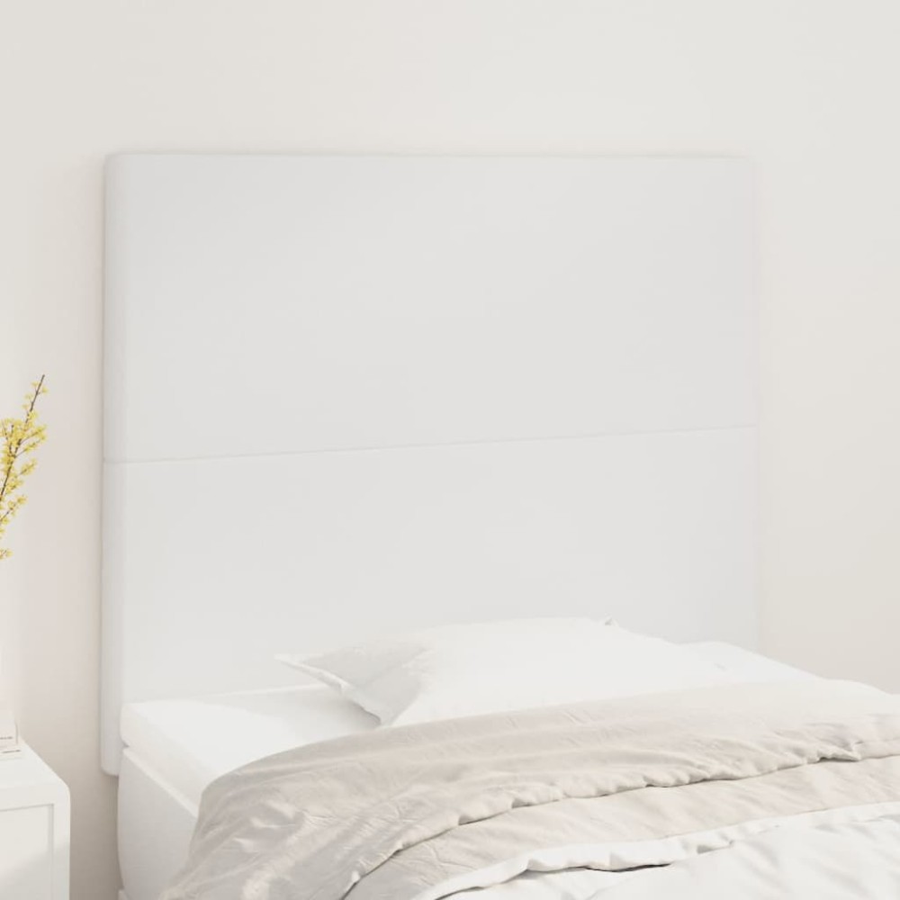 vidaXL Κεφαλάρι Κρεβατιού Λευκό 90x5x118/128cm από Συνθετικό Δέρμα 1 τεμ.