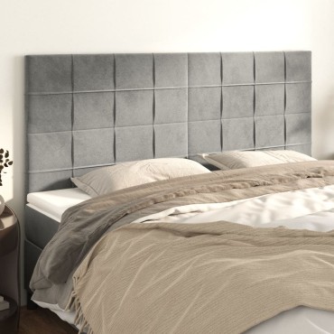 vidaXL Κεφαλάρια Κρεβατιού 4 τεμ. Αν. Γκρι 90x5x78/88cm Βελούδινο