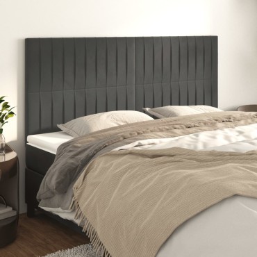 vidaXL Κεφαλάρια Κρεβατιού 4 τεμ. Σκ. Γκρι 80x5x78/88cm Βελούδινο
