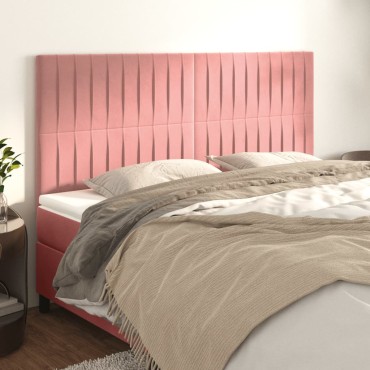 vidaXL Κεφαλάρια Κρεβατιού 4 τεμ. Ροζ 90x5x78/88cm Βελούδινο