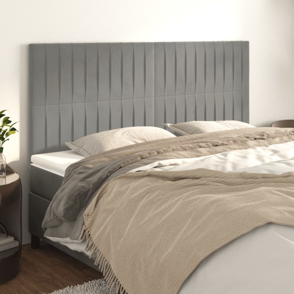 vidaXL Κεφαλάρια Κρεβατιού 4 τεμ. Αν. Γκρι 100x5x78/88cm Βελούδινο