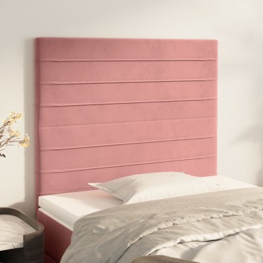vidaXL Κεφαλάρια Κρεβατιού 2 τεμ. Ροζ 100x5x78/88cm Βελούδινο