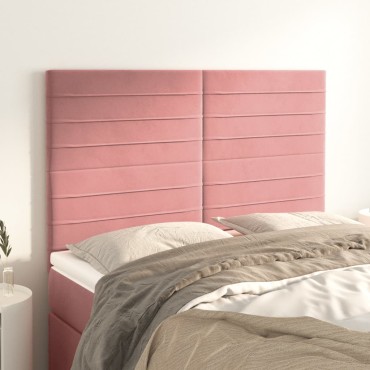 vidaXL Κεφαλάρια Κρεβατιού 4 τεμ. Ροζ 72x5x78/88cm Βελούδινα