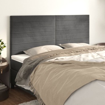 vidaXL Κεφαλάρια Κρεβατιού 4 τεμ. Σκ. Γκρι 80x5x78/88cm Βελούδινο