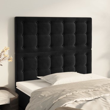 vidaXL Κεφαλάρια Κρεβατιού 2 τεμ. Μαύρο 100x5x78/88cm Βελούδινο