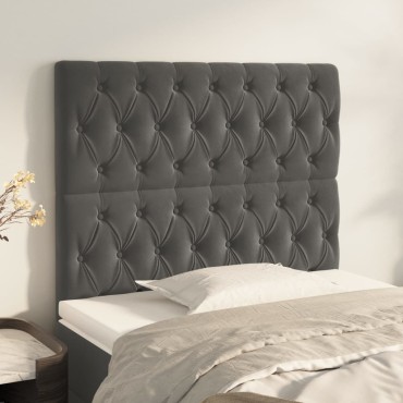 vidaXL Κεφαλάρι Σκούρο Γκρι Βελούδινο 100x7x118/128cm 1 τεμ.