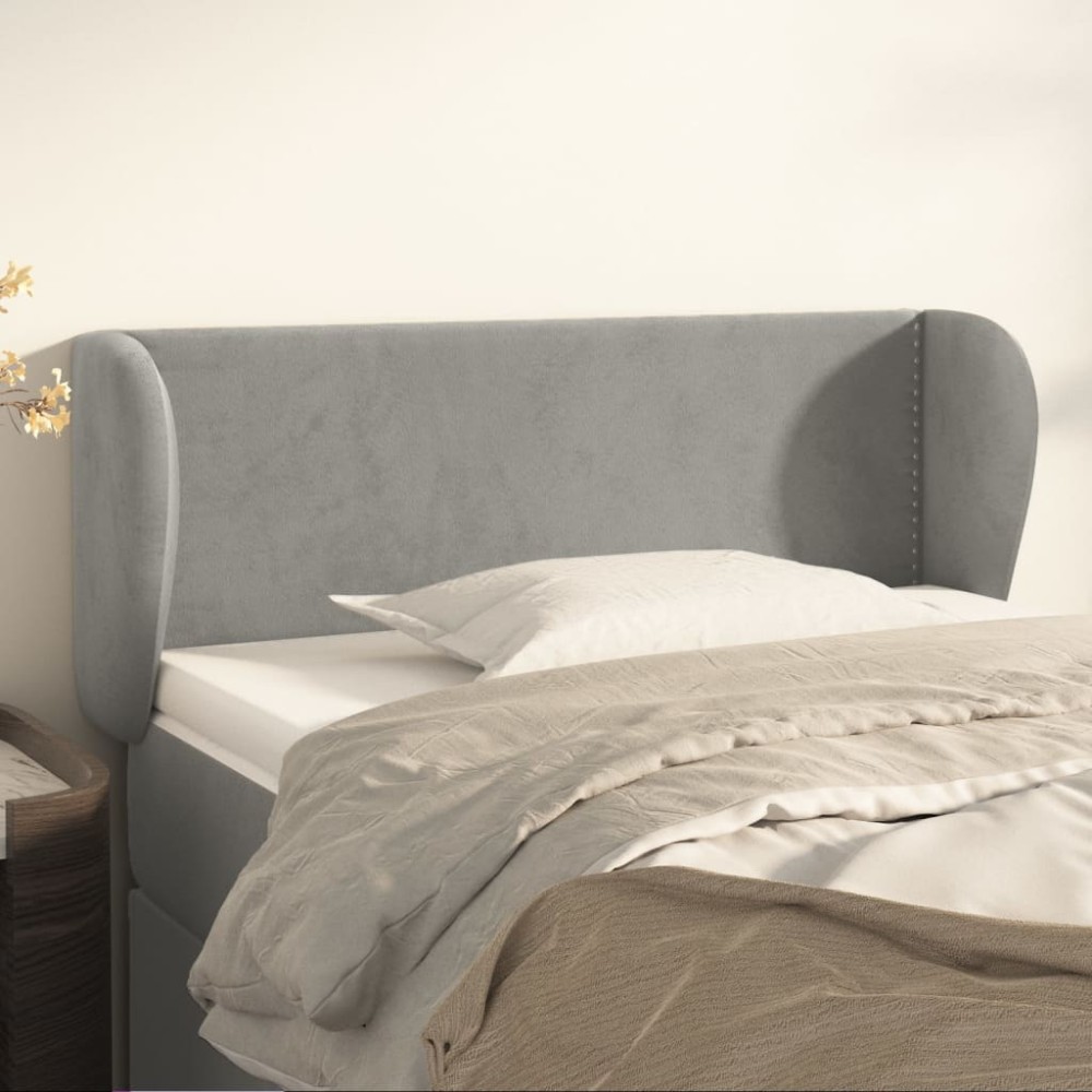 vidaXL Κεφαλάρι με Πτερύγια Ανοιχτό Γκρι 83x23x78/88cm Βελούδινο 1 τεμ.