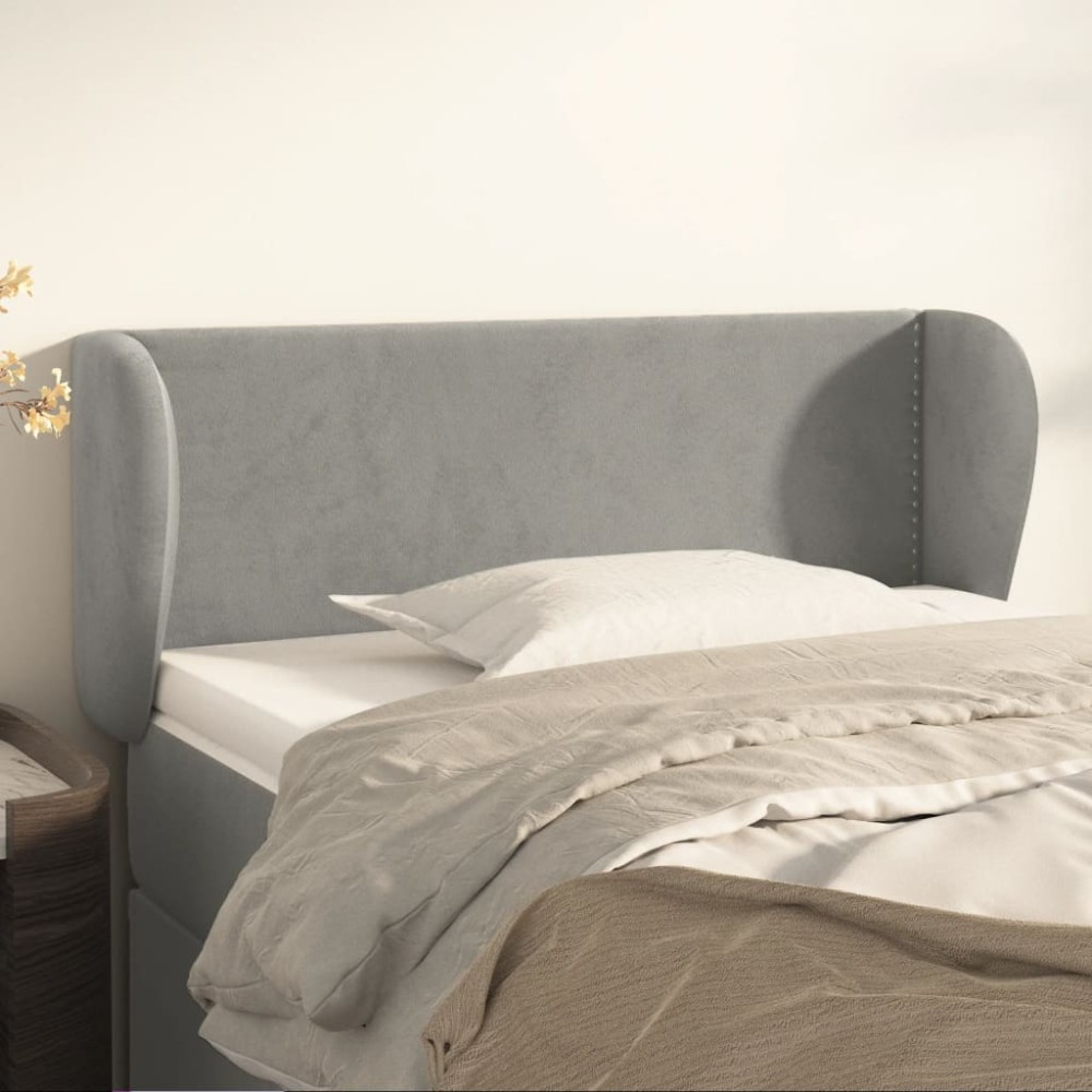 vidaXL Κεφαλάρι με Πτερύγια Ανοιχτό Γκρι 93x23x78/88cm Βελούδινο 1 τεμ.