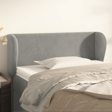 vidaXL Κεφαλάρι με Πτερύγια Ανοιχτό Γκρι 93x23x78/88cm Βελούδινο 1 τεμ.